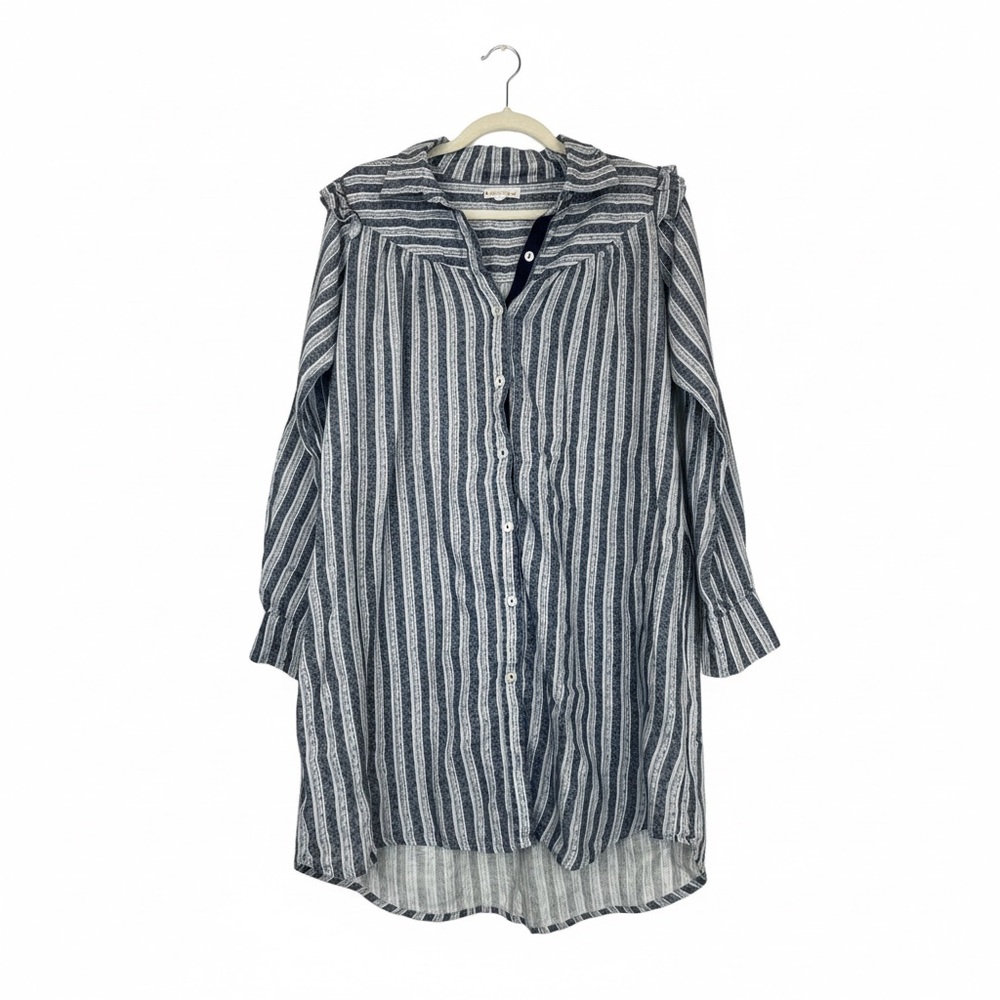 Roller Rabbit 100% Linen Striped Button Front Dress M